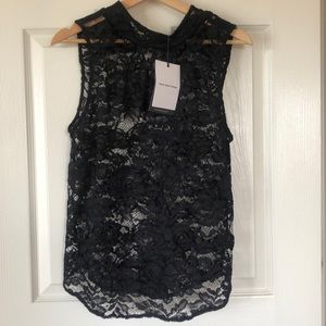 Black lace short sleeve top